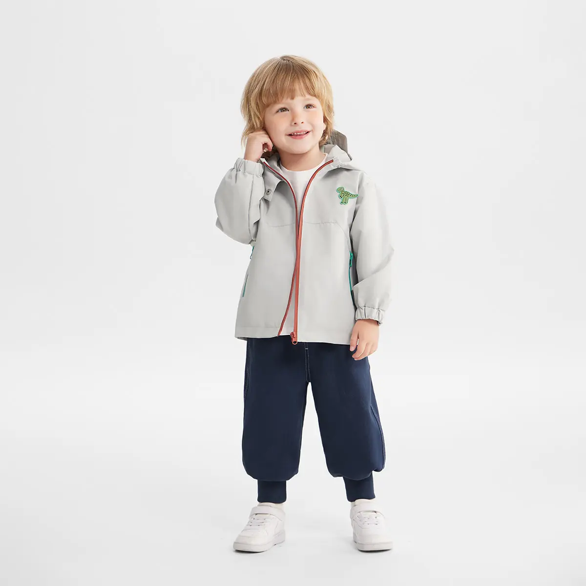 【CICIIBEAR】Baby windproof jacket hoodies for boys, spring and autumn  new style, boys' and girls' tops, waterproof zipper baby boy stuff cartoon dinosaur print boy outfits drip for boys