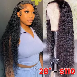 13x6 HD Transparent Lace Frontal Wigs Human Hair Water Wave Lace Front Wigs Pre Plucked 180% Density Deep  Wave Wet and Wavy