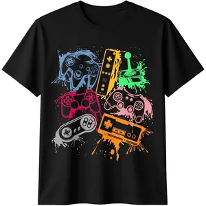 100% Cotton Video Game Console Controllers Retro 80's 90's Arcade Gamer T-Shirt Vintage Style Tee