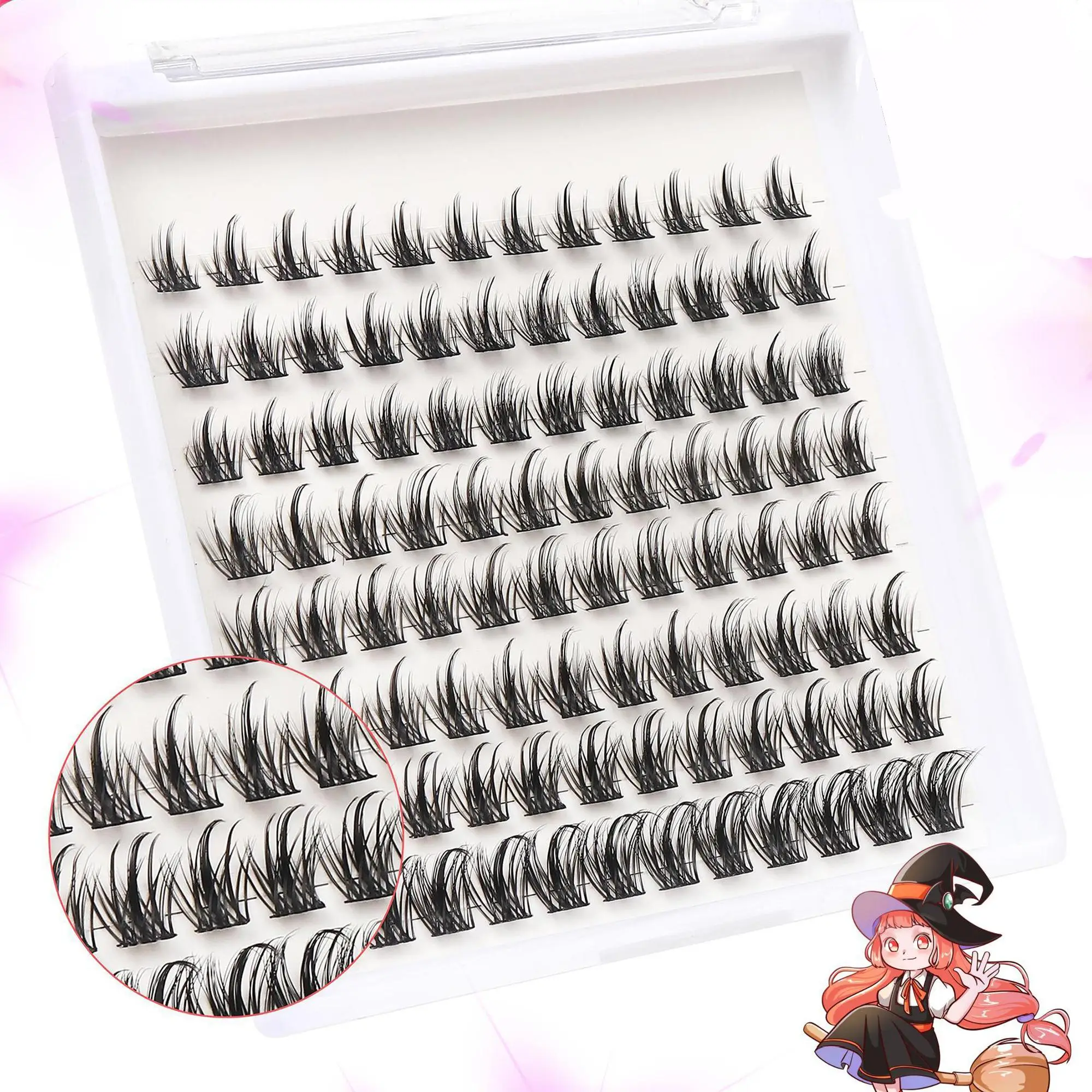 DIY Eyelash Extensions Kit, 90pcs Lash Clusters, Wispy False Eyelashes, C D Curl Individual Lash Extensions, 816mm Mega Volume Eyelash Clusters for Su