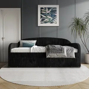 Lunora Upholstered Daybed with Storage Drawers Modern Space-Saving Design in Velvet Polyester with Solid Wood Frame & Slat Kit Included