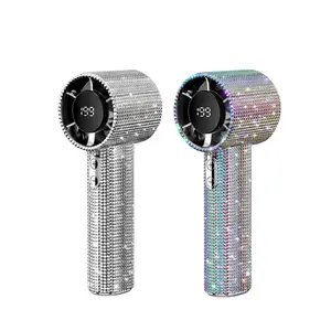 Diamond Luxury Mini Handheld Fan – Portable Palm-Sized Cooling Gadget with Adjustable 199 Speeds, Full Crystal Design, Fashionable Summer Accessory for Travel, Office, Outdoor