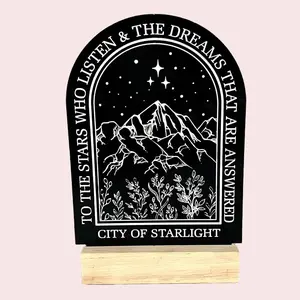 ACOTAR Bookshelf Sign – To the Stars Who Listen and the Dreams That Are Answered - Engraved Acrylic Bookshelf Decor