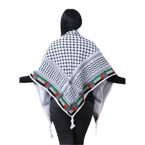 Embroidered Kuffiyeh with Flag: Cultural Pride and Timeless Elegance