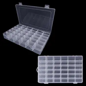 Transparent 36-Grid Tool Organizer Box, Detachable Plastic Storage Container, Multi-Compartment Hardware Parts Holder, Electronic Component Case