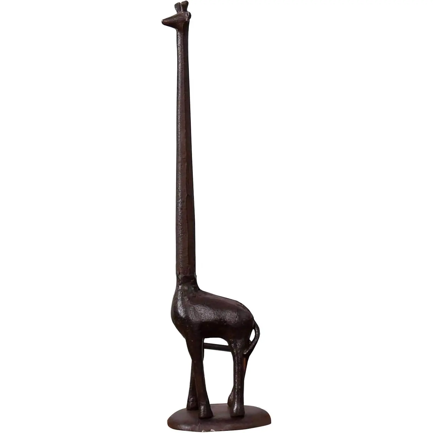 Cast Iron Giraffe Toilet Paper Holder 3.25X17.5X4.25 Inches Brown | Vintage Giraffe Toilet Paper Holder Stand, Antique Cast Iron Bathroom Decor, Freestanding Tissue Rack for Bathroom, Gift Idea