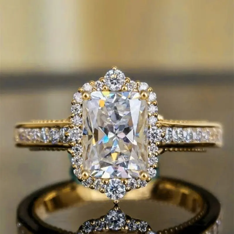 Women's Elegant Rhinestone Decor Wedding Ring, Exquisite Trendy Engagement Ring, Bridal Engagement Ring, Elegant Glittering Ring, Chic Gorgeous Jewelry As Gift for Girlfriend, Engagement Wedding Band, Engagement Wedding Rings