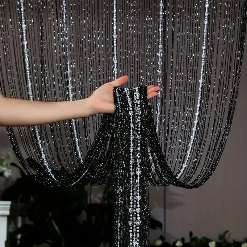 1pcs Acrylic Tassel Beaded Curtain - 1x2m Room Divider for Wedding Decor & Home Partition | Elegant Shimmering Design