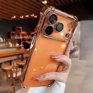 For iPhone 17 Pro Max  Case Transparent Electroplated Hard Case Full Lens Protection Bumper Shockproof Plating Cover For iPhone 17 17 Pro 17 Air 16 15 14 13 Pro Max