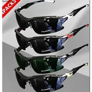 4-Pack Outdoor Polarized UV Protection Sunglasses, Windproof Rimless Square & Cat Eye Oversized Shades for Running, Fishing, Golf, Driving & Travel