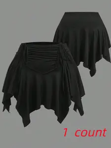 Plus Size Women's Half Skirt, Summer Bestseller Casual Elastic, Asymmetrical Hem Fairy Dress, Butterfly Drawstring Design