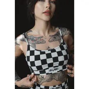 Checkered Ribbed Top