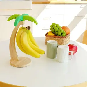 Banana Holder with Stainless Steel Hooks, Kitchen Countertop Organizer, Durable Banana Storage Rack, Space-Saving Design