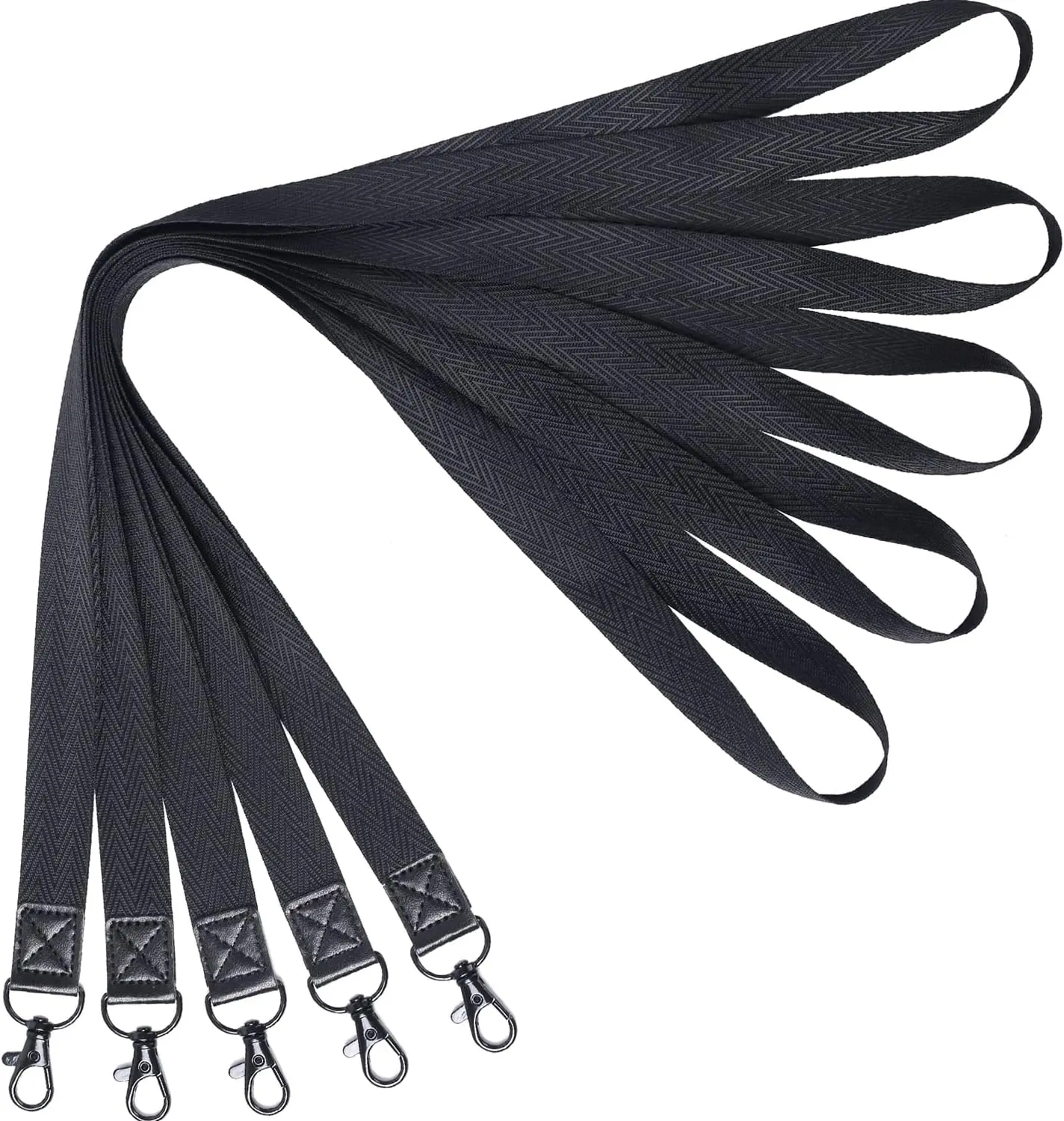 Black ID Badge Lanyards (5-Count) with Black Metal Oval Clasp, Swivel Hook - Office, Events Cruise ID Card Holder Lanyards