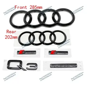 Audi Q3 Front Grille Badge, Metal Four Rings Emblem, Sline Sport Kit, Fits 2013-2021 Models, Universal Quattro Car Exterior Accessories