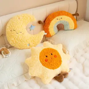 45cm Cute Rainbow Cloud Sun Moon Star Throw Pillow Cushion Rainbow Plush Toy Bedroom Decoration Doll Pillow Sofa Cushion