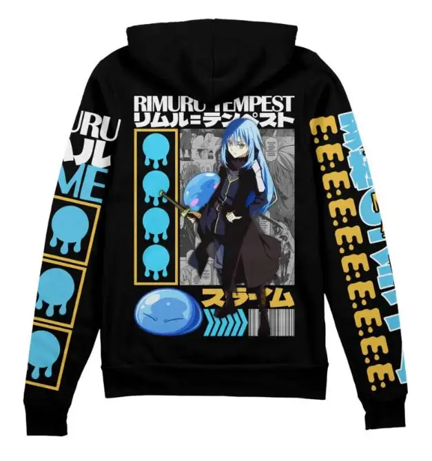 Black Rimuru Tempest V2 Streetwear Zip Hoodie Jacket, Anime fan Zip up hoodie, Perfect for Fall & Winter with Fitted Design #anime  #hoodie #jacket #menwear