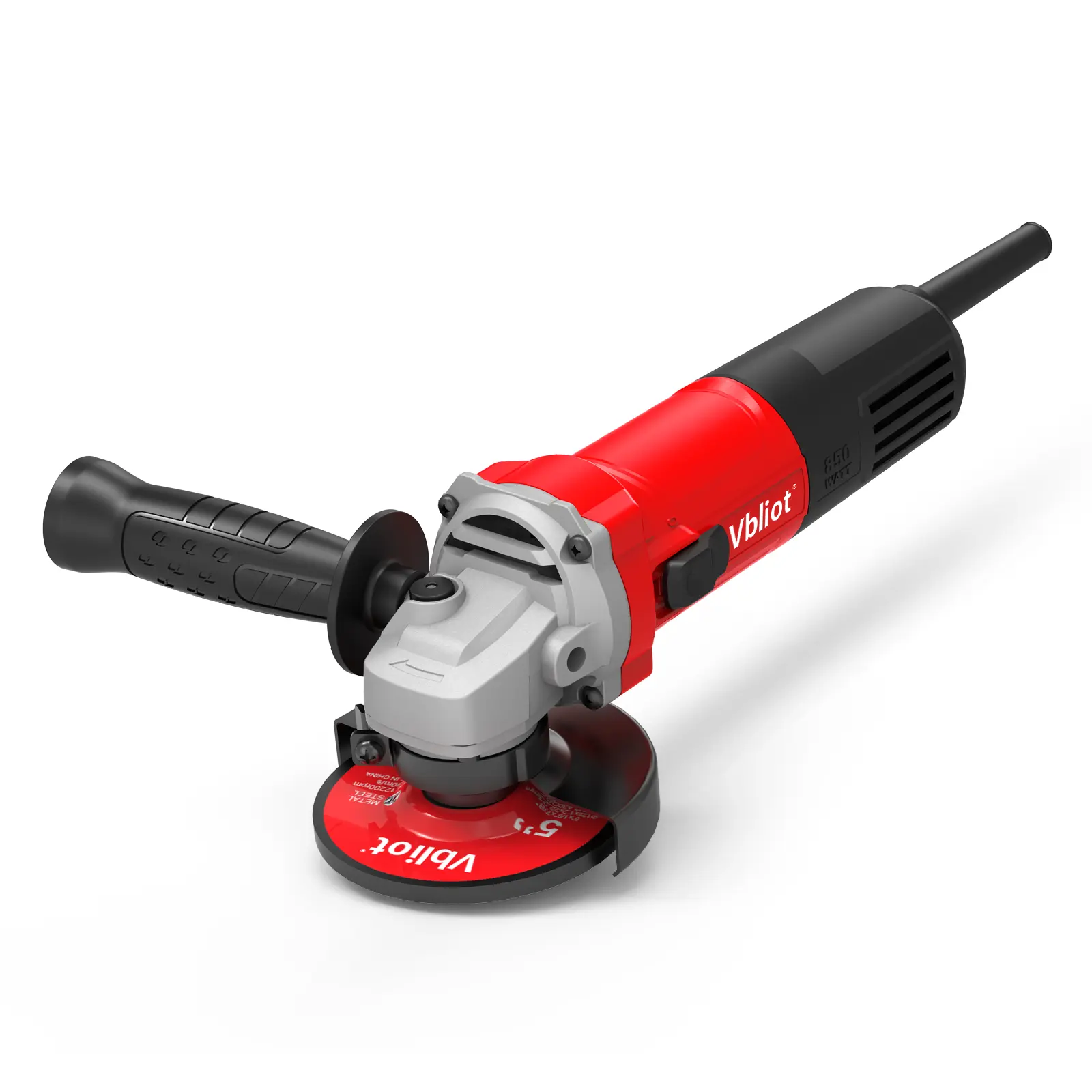 VBLIOT 850W 5-Inch Electric Angle Grinder, 7 A Power Tool with 360° Rotating Guard, 12,000 RPM for Cutting, Grinding and Polishing Metal, Stone, Wood