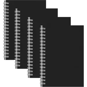 4 Pack Spiral Notebook for Work - 4" x 6" Softcover Notebooks College Ruled for Note Taking, School Supplies,200 Sheets 400 Pages Journals Black