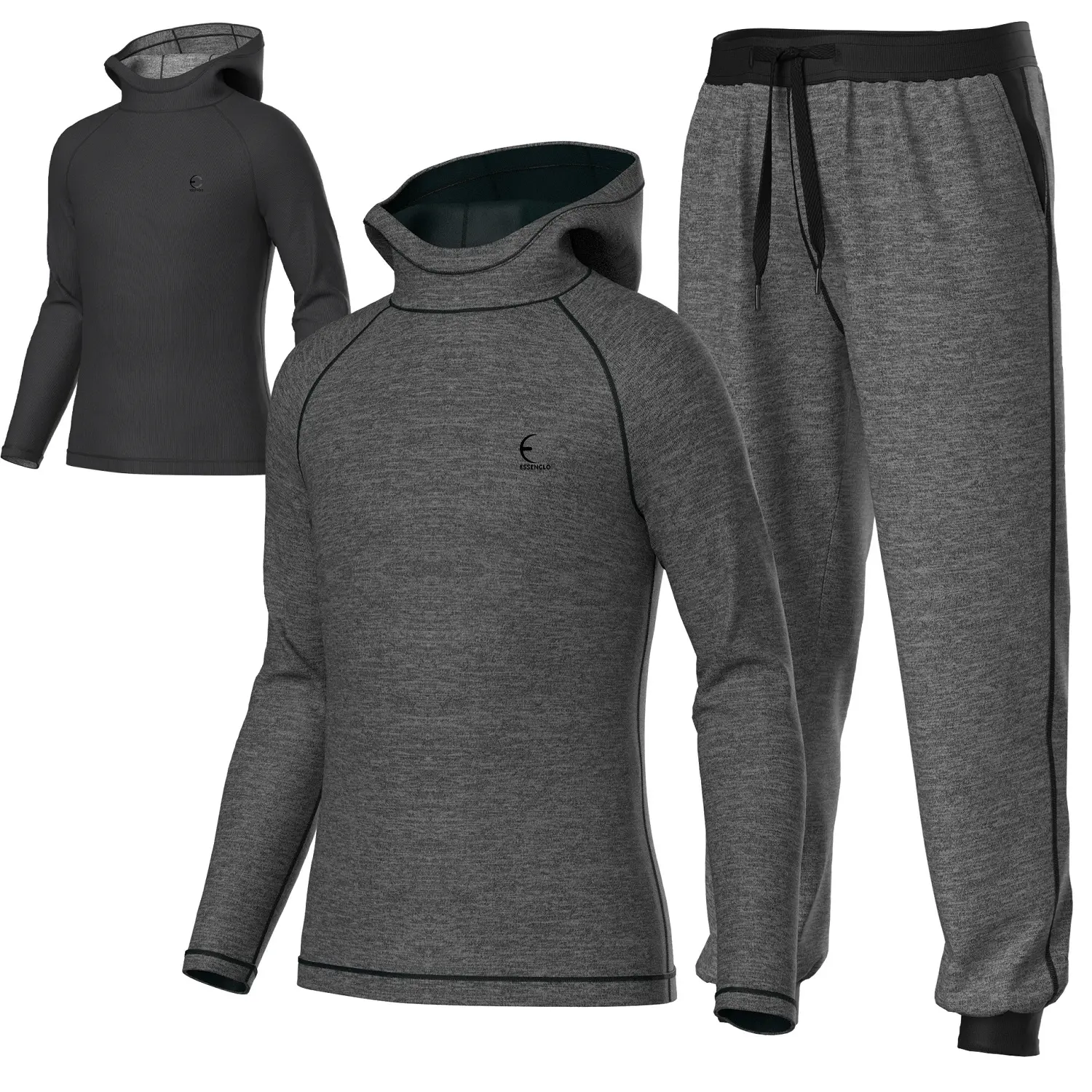 Essenclo Youth Kids Sweatsuit Jogger Outfit - Boys Girls Athletic Reversible Pullover Hoodie & Pants Activewear Clothes Set