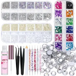 XIFEPFR Jelly Rhinestones for Bedazzling,Multicolor Resin Flatback Gems for Diamond Art, Bedazzler Kit with  Jewelry Glue for Crafting Book Shoes Nail Art,Resin  for Crafting Flatback Gems with Glue Kit for DIY Decor Clothing Tumblers Shoes Nails