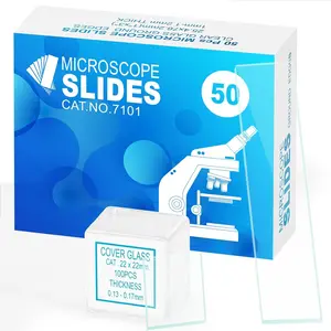 Microscope Slides and Covers Kit - 50 Blank Pre-Cleaned Glass Slides for Microscope, 100 Cover Slips, for Teachers, Students, Families, and Science Enthusiasts