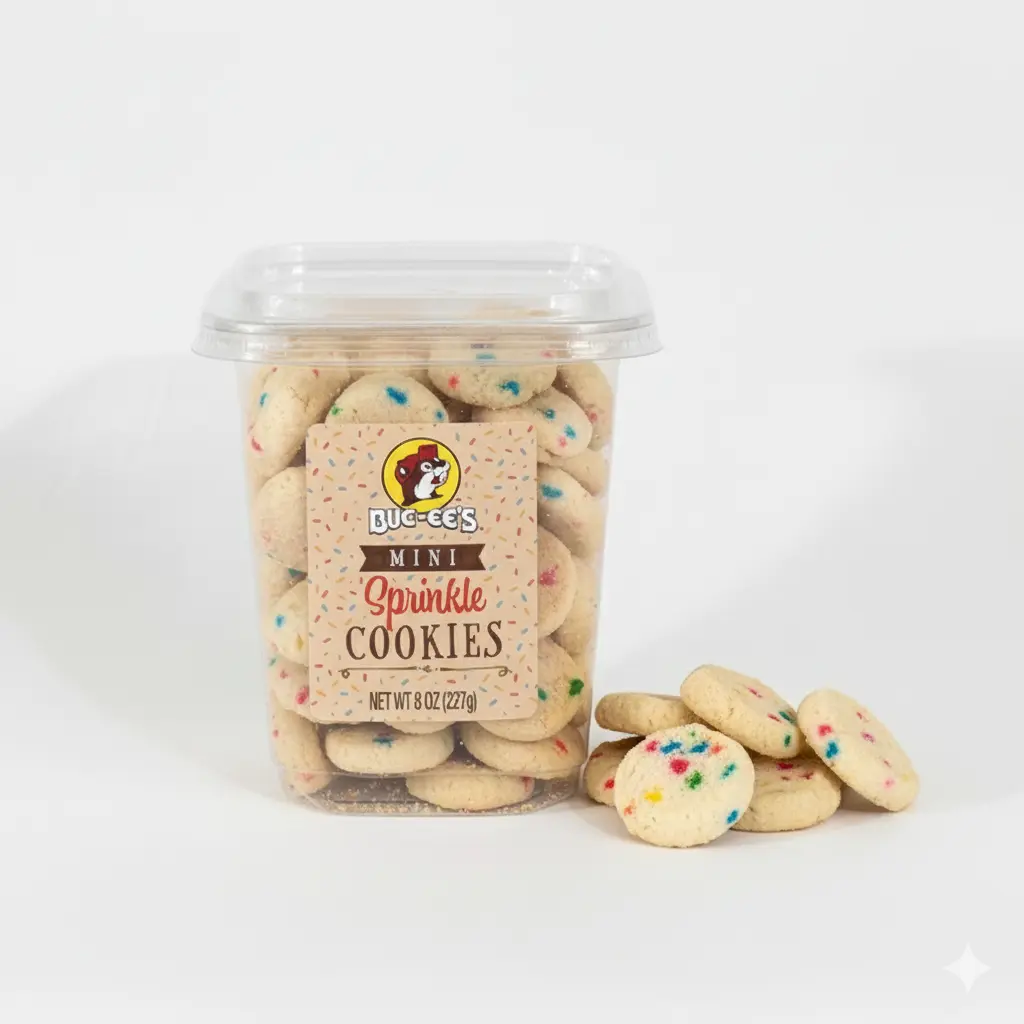 Buc-ee's Mini Colorful Sprinkled Cookies - Bite-Sized, Buttery Rich On-the-Go Snack Biscuits