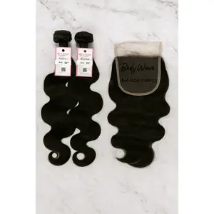 Natural Look Combo: 2 Bundles + 4x4 Frontal Brazilian