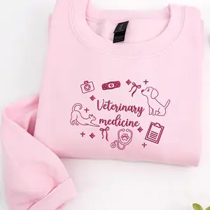 Embroidered Veterinary Medicine Sweatshirt, Veterinarian Icons Sweatshirt, Vet Nurse Gift