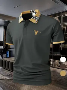 Playing Golf [Golf Style] Men's Professional Polyester Polo Shirt Golf Tournament Shirt Sports and Leisure Stylish Comfortable Classic Short Sleeve Men's Wear resistant and Durable Multi color In