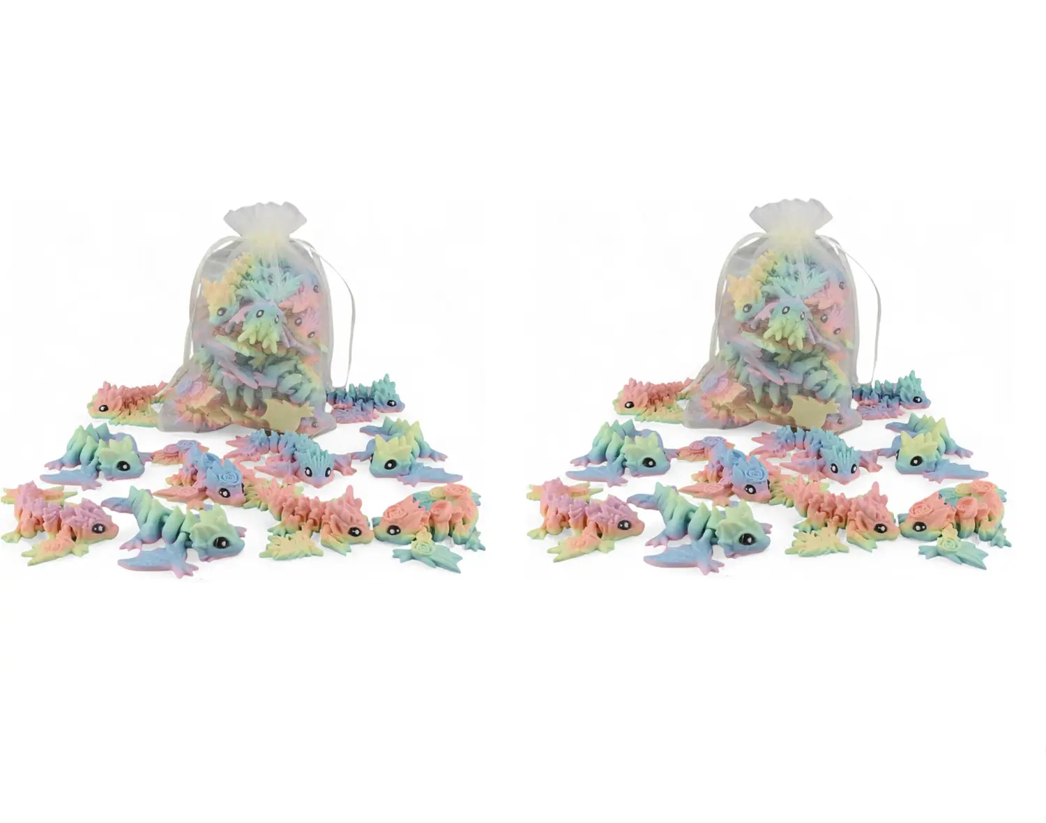 PowerTRC 20 Pack 3D Printed Dragon Baby Wyverns – Matte Rainbow Articulated 3D Printed Dragon Party Favors, Gift Bags & Collectibles