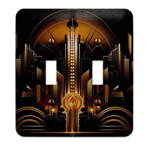 Art Deco Black and Gold Design Decorative Light Switchplate Cover, Other Sizes Available, Home Decor, Lighting #5002