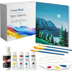 DIY Art Painting Kit for Adults - Learn to  Moon River with Video Tutorials - 9 count   Set for Adults - Christmas Crafts & Holiday Gifts for Art Lovers