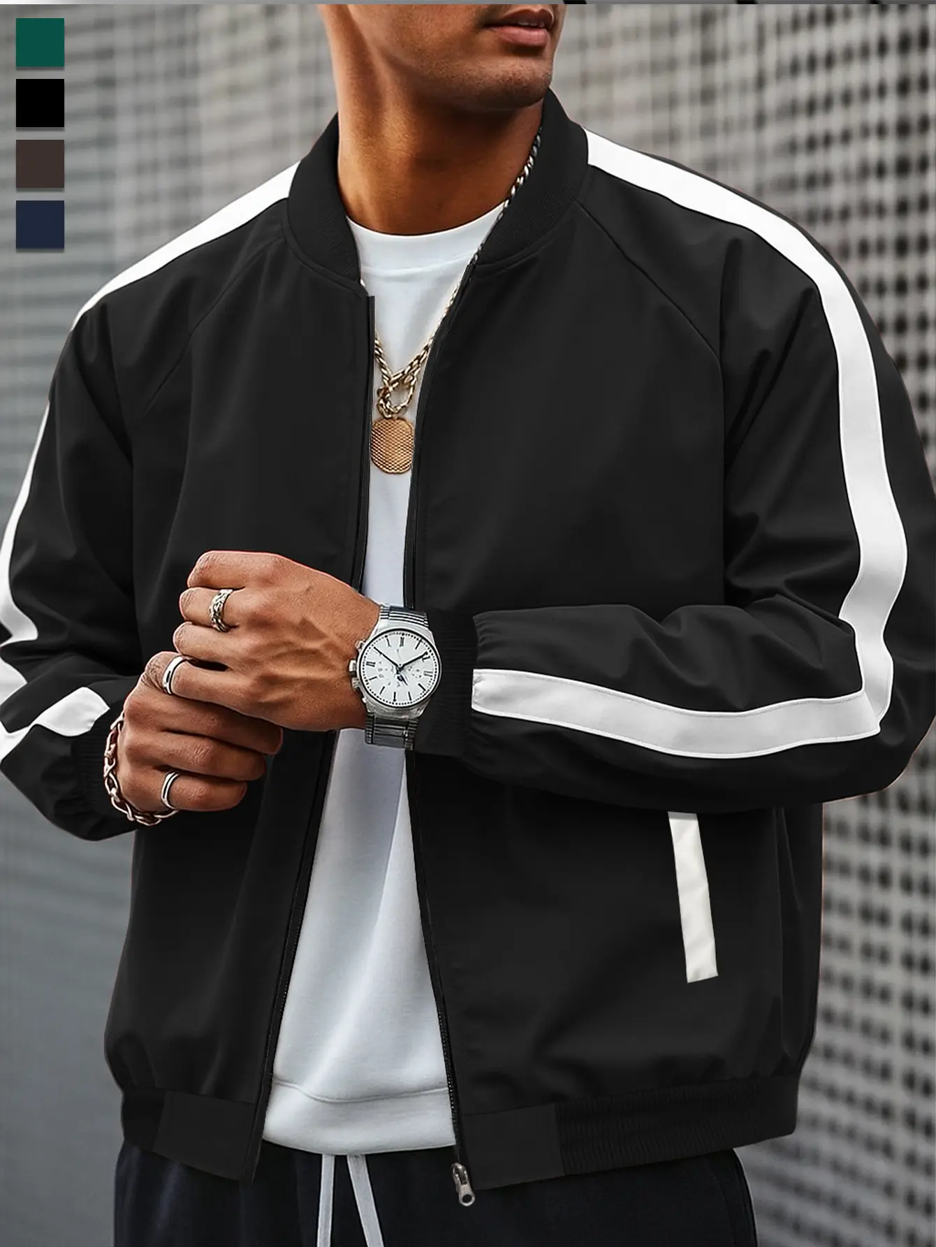 Windbreaker Jacket for Men, Lightweight Zip Up Baseball Style Street Coat Long Sleeve  Menswear Tops jackets zip up Coats