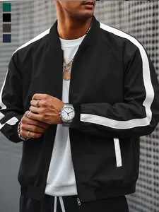 Windbreaker Jacket for Men, Lightweight Zip Up Baseball Style Street Coat Long Sleeve  Menswear Tops jackets zip up