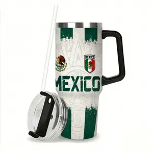 2026 Mexico Aztec Calendar 20oz Tumbler, Piedra del Sol Style Insulated Travel Cup with Lid and Straw, Mexico Soccer Fan Drinkware, Classic Game Day Gift