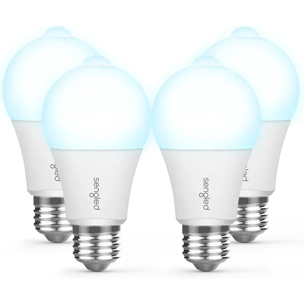 Motion Sensor Light Bulbs, A19, 5000K Daylight LED Bulb Motion Activated Dusk to Dawn Security Light Bulb, 75 Watt Outdoor Lighting For Front Door,Porch,Stairs,Hallway, 4 Pack