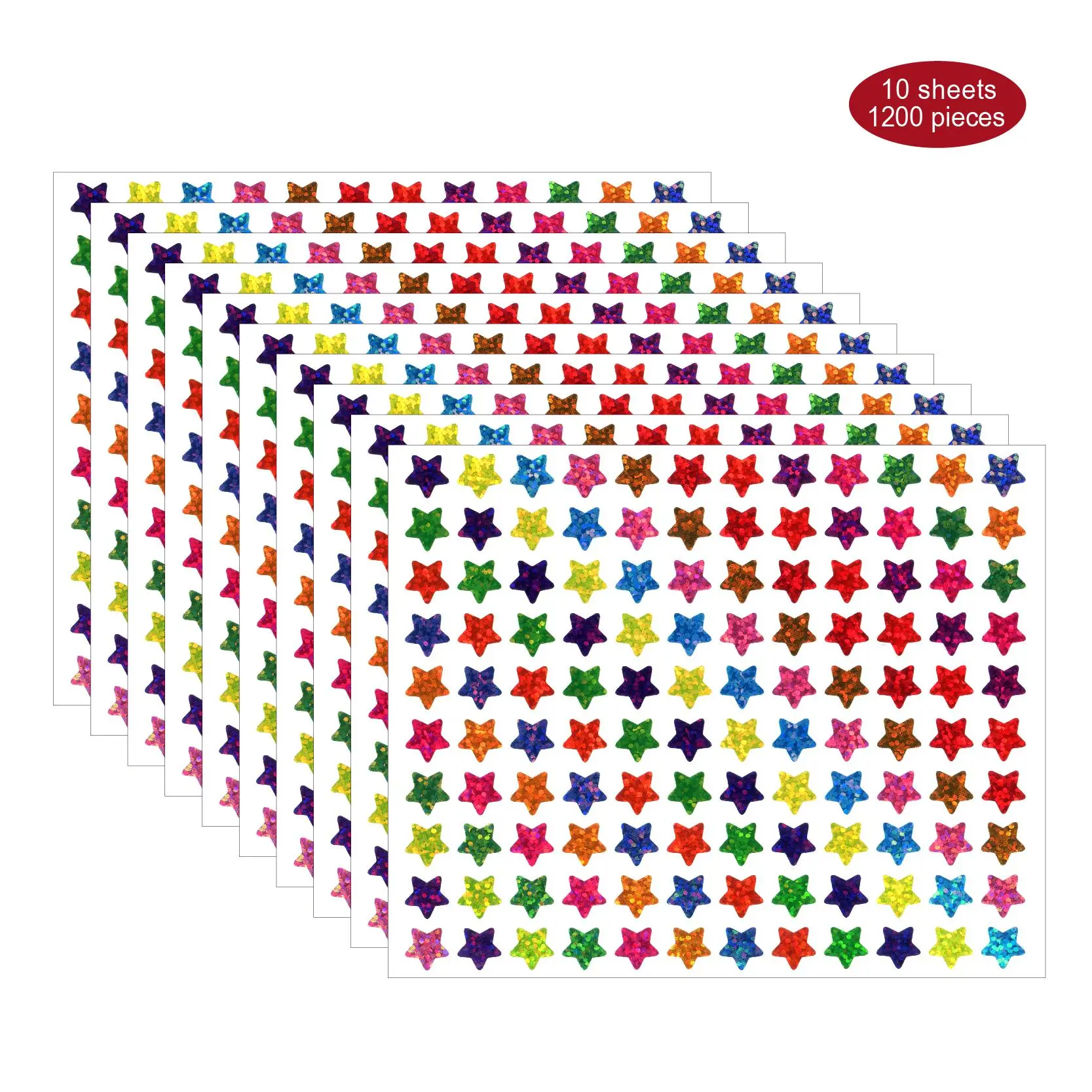 Star Shaped Sticker, 10 Sheets Self Adhesive Star Sticker, Decorative Sticker, Cute Stickers for Envelope, Diary, Birthday and Holiday Party Decoration, Cute Scrapbooking