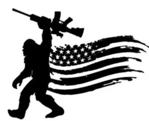 bigfoot gun usa flag patriotic car auto truck vinyl decal sticker home wall decor 5"
