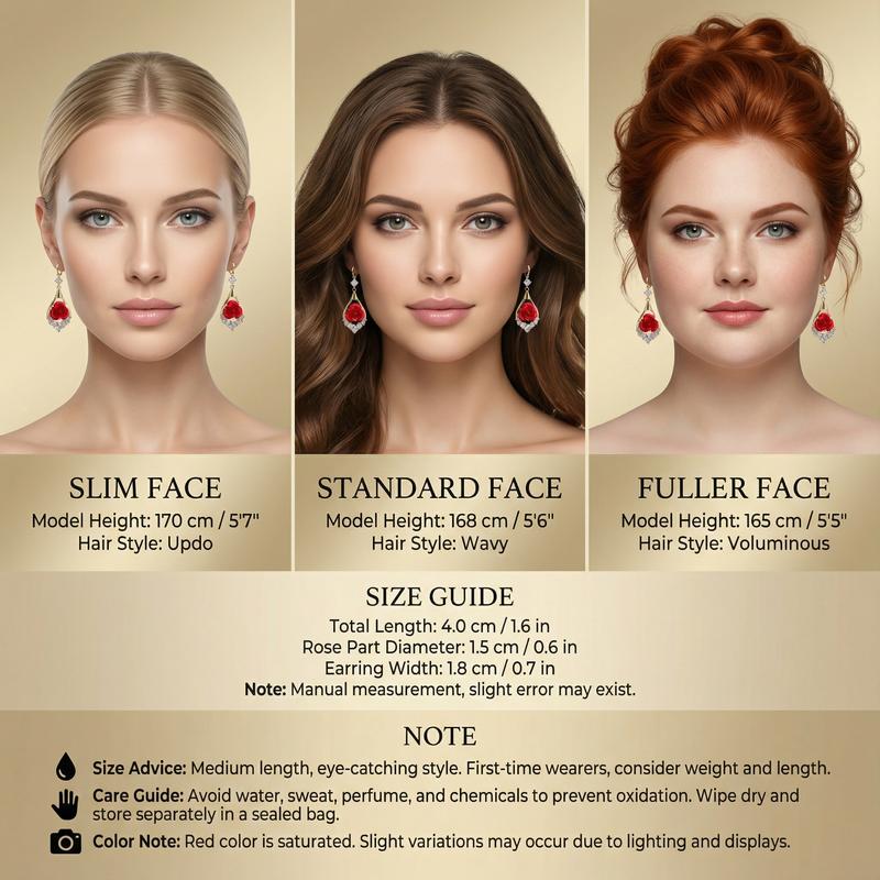 Rose Drop Earrings Golden Sparkling Crystal Tassel Design, Chic Elegant Fashion Jewelry Water Drop Earrings for Women 2025