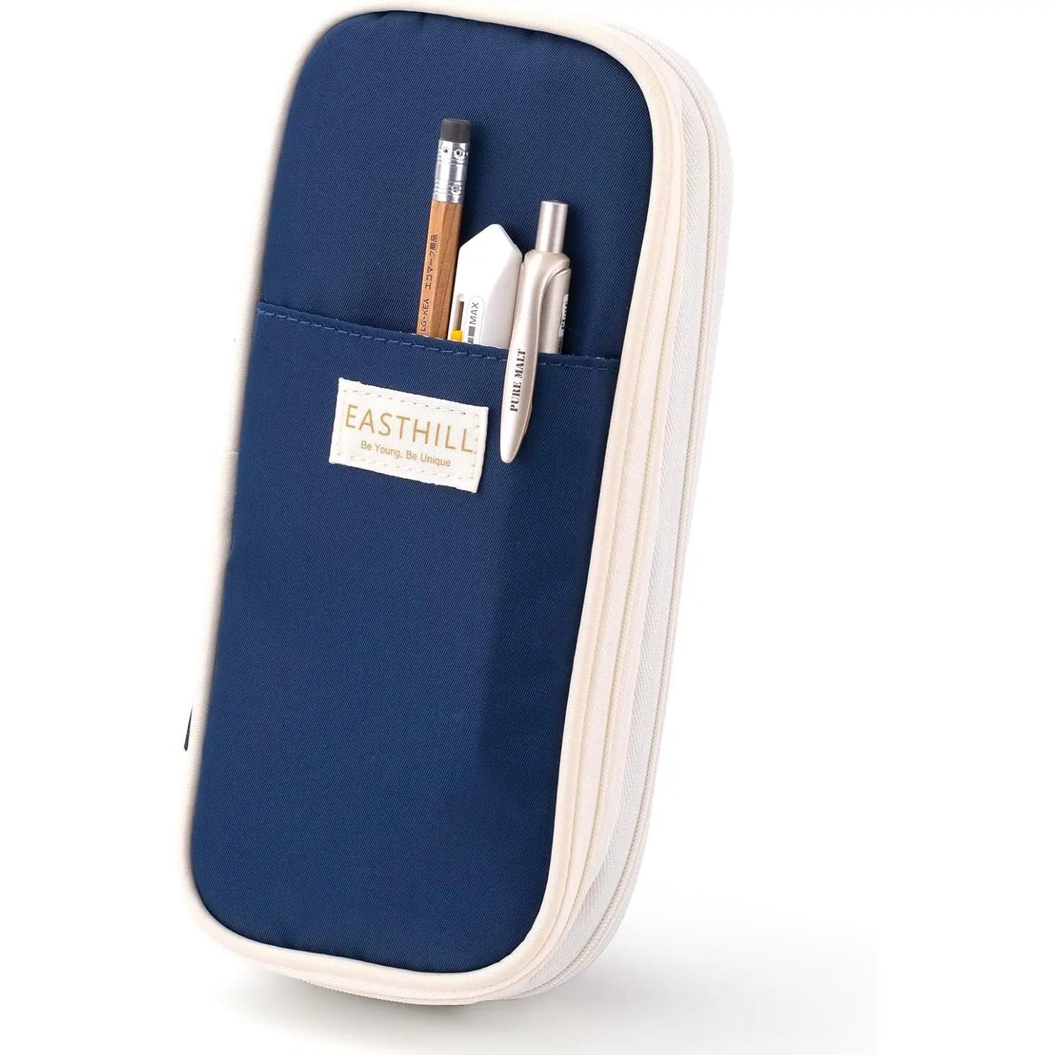 EASTHILL Big Capacity Pencil Case Large Pencil Pouch Stationery Pen Bag for Teen Girls-Navy Gift
