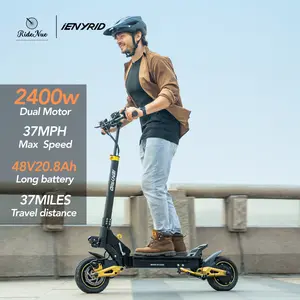iENYRID ES1 2400W Dual Motor Electric Scooter 40V20.8AH  Battery, 37MPH Top Speed, 37 Miles Range, Foldable Off-Road Scooter with Dual Disc Brakes & LCD Display, 10" Air Tires, 265lbs Max Load,UL 2272 certified