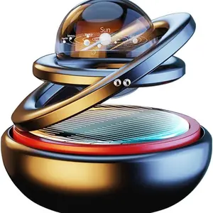 Car Air Freshener Solar Rotating Reusable Air Purifier for Car Interior Dashboard, Automatic Rotation Decorative Accessory + 4 Ocean Scent Refills