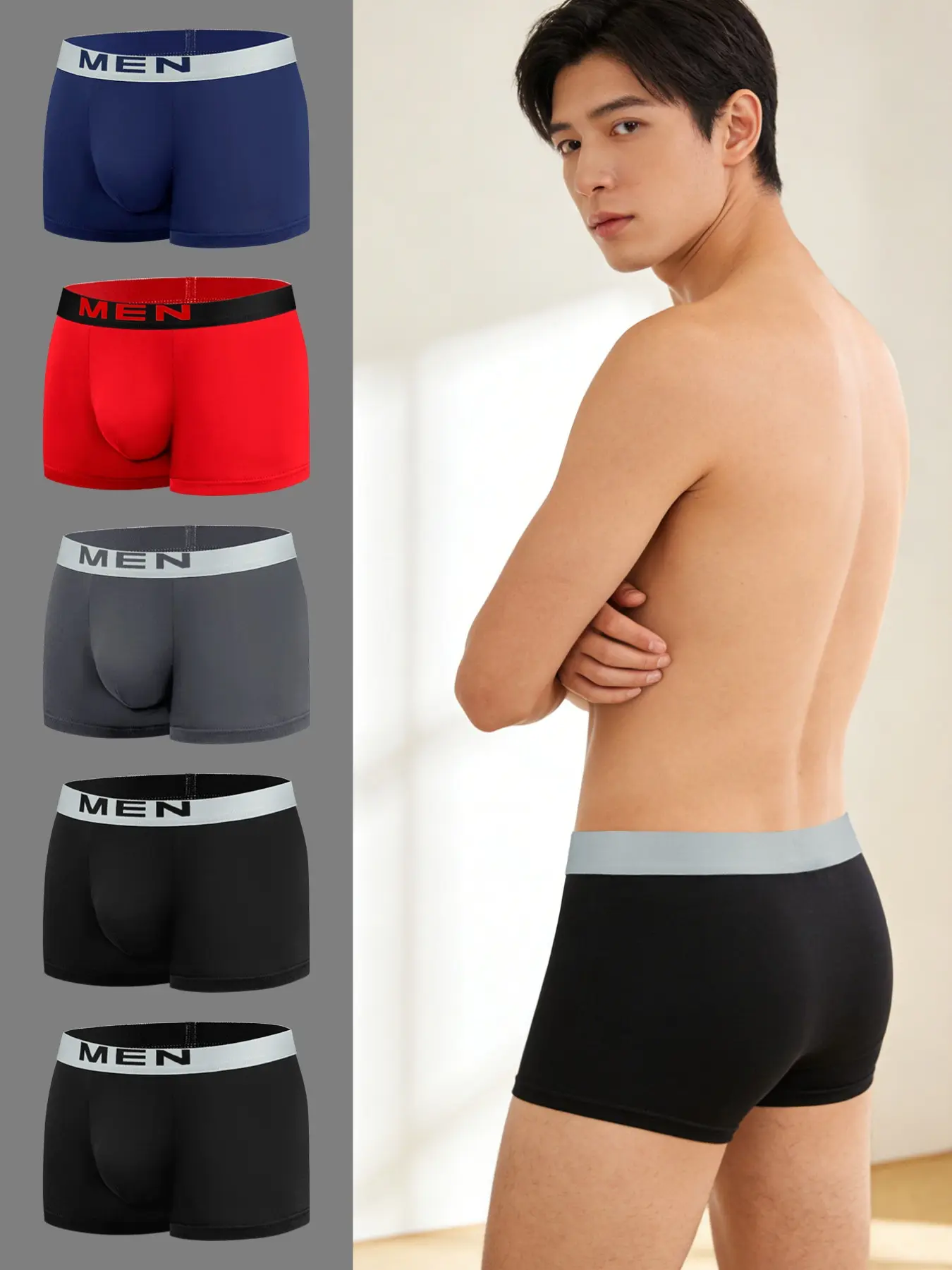 5 pcs men's flat cornered underwear, fashion and comfort, Lightweight sports underwear, Suitable for wearing in all seasons, at home,  casual Men's underwear, Suitable for participating in various activities, Men's four cornered underwear.