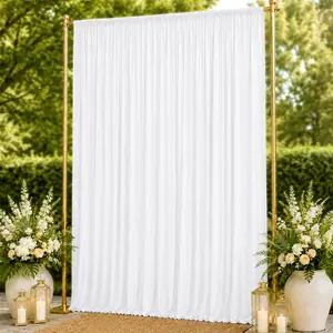 10ft x 14ft Spandex Backdrop Curtain White, 4-Way Stretch Wrinkle-Free Photo Booth Backdrop with Rod Pockets for Wedding & Events
