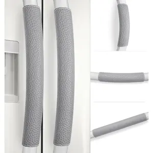 Refrigerator Door Handle Covers, Set of 5, Adjustable Appliance Handle Covers, Keep Your Kitchen Clean, Microwave Oven Stove Dishwasher Handle Protector, Non Slip Fridge Handle Cover (Gray)