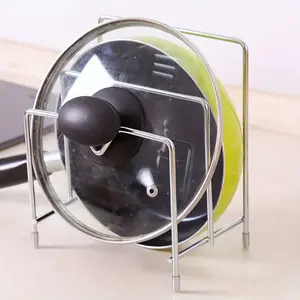 1pc Multi-Layer Kitchen Shelf, Pot Lid Rack Organizer Stand for Lids Pan & Cutting Board Holder Storage, Stainless Steel Dish Rack, Kitchen Additions