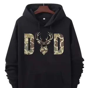 Unisex Men's Camo Dad Hunting Hooded Sweatshirt Soft Cotton Pullover with Deer & DAD Graphic Machine Washable Regular Fit with Pockets for Men & Women Ideal Father's Day Gift for Hunting & Casual Attire Menswear classic  rock  tee moon  rocks macco