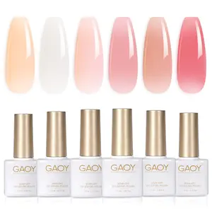 GAOY Jelly Gel Nail Polish Set, 6 Transparent Colors Sheer Neon Green Pink Soak Off UV Light Cure Gel Polish Kit for Salon and Nail Art DIY at Home