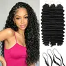 AMA Unisex Deep Wave Crochet Human Hair Extensions - Pre-Separated, 50g/Bundle Knotless Boho Braids, Burmese Curly Hair Braids, 5-6 Bundles for Full Head #Summervibes